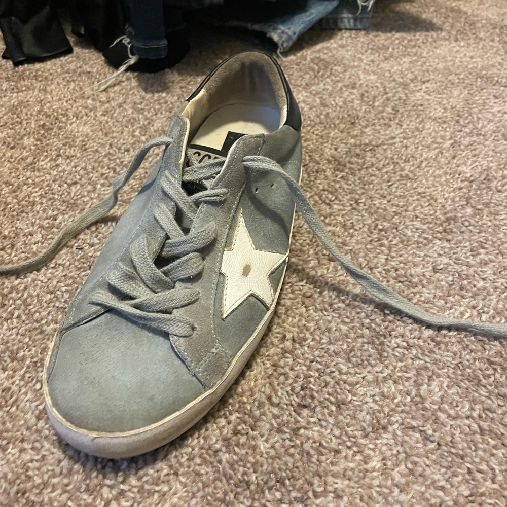 Golden Goose RARE Light Blue/Gray Suede Superstar Sneakers with White Star - Picture 4 of 9